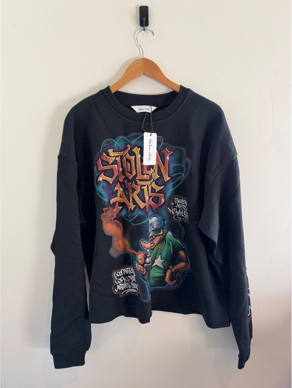 Stolen Arts Black Graffiti Graphic Sweatshirt Size Medium NWT Streetwear